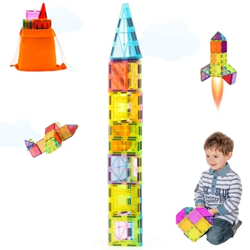 SucceBuy 32PCS Light Magnetic Tiles Building Blocks Magnet Educational STEM Sensory Stacking Toys for Toddlers Boys Girls Gifts 1