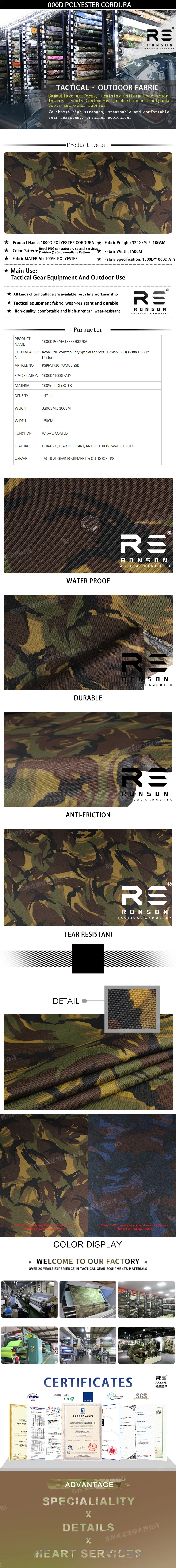 Papua-Neuguinea KUMUL Camouflage 1000D Polyester Cordura Stoff bedruckt wasserdicht und PU-beschichtet für Taschen und taktische Zahnräder – Detail 2