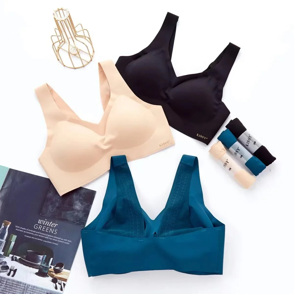 Kissy series underwear seamless vest sports sling lace platinum rimless bra sexy underwear women sports bra