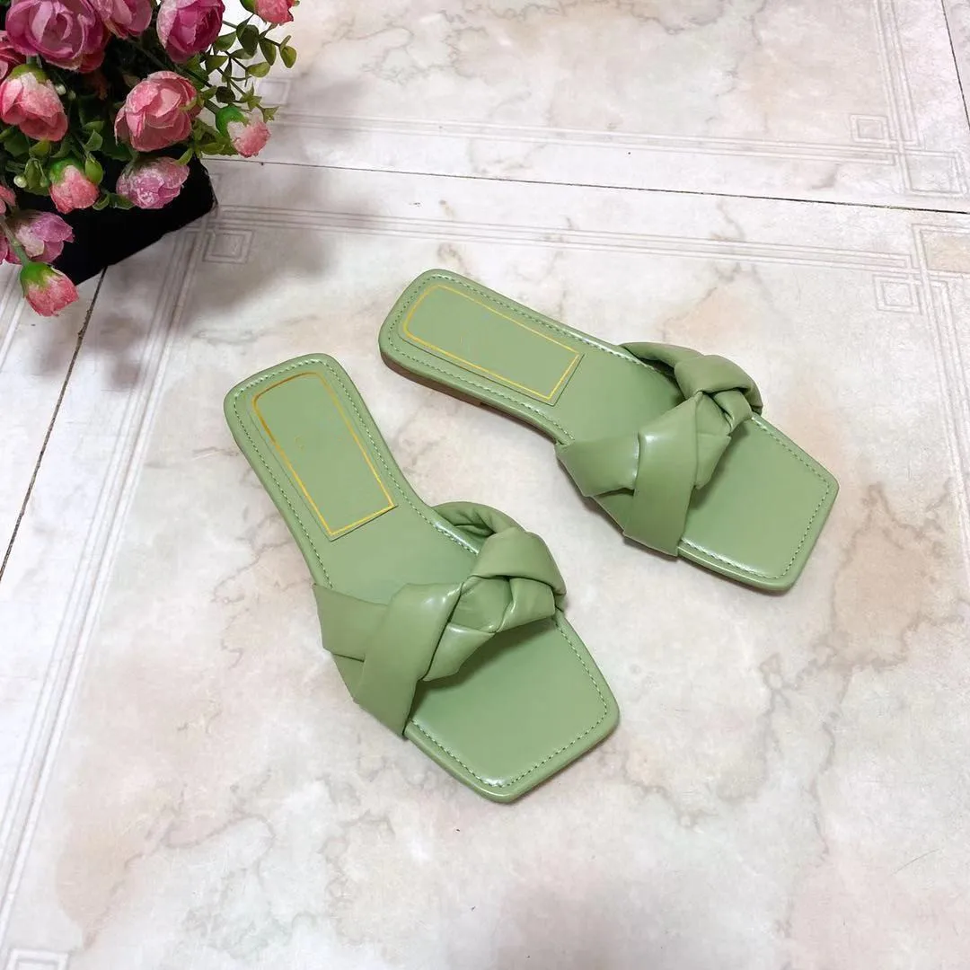 

Slippers Women Summer Shoes Slides Pantofle Lady Low Flat 2022 Girl TPR PU Basic Rome Hoof Heels Fabric Scandals Slippers Women