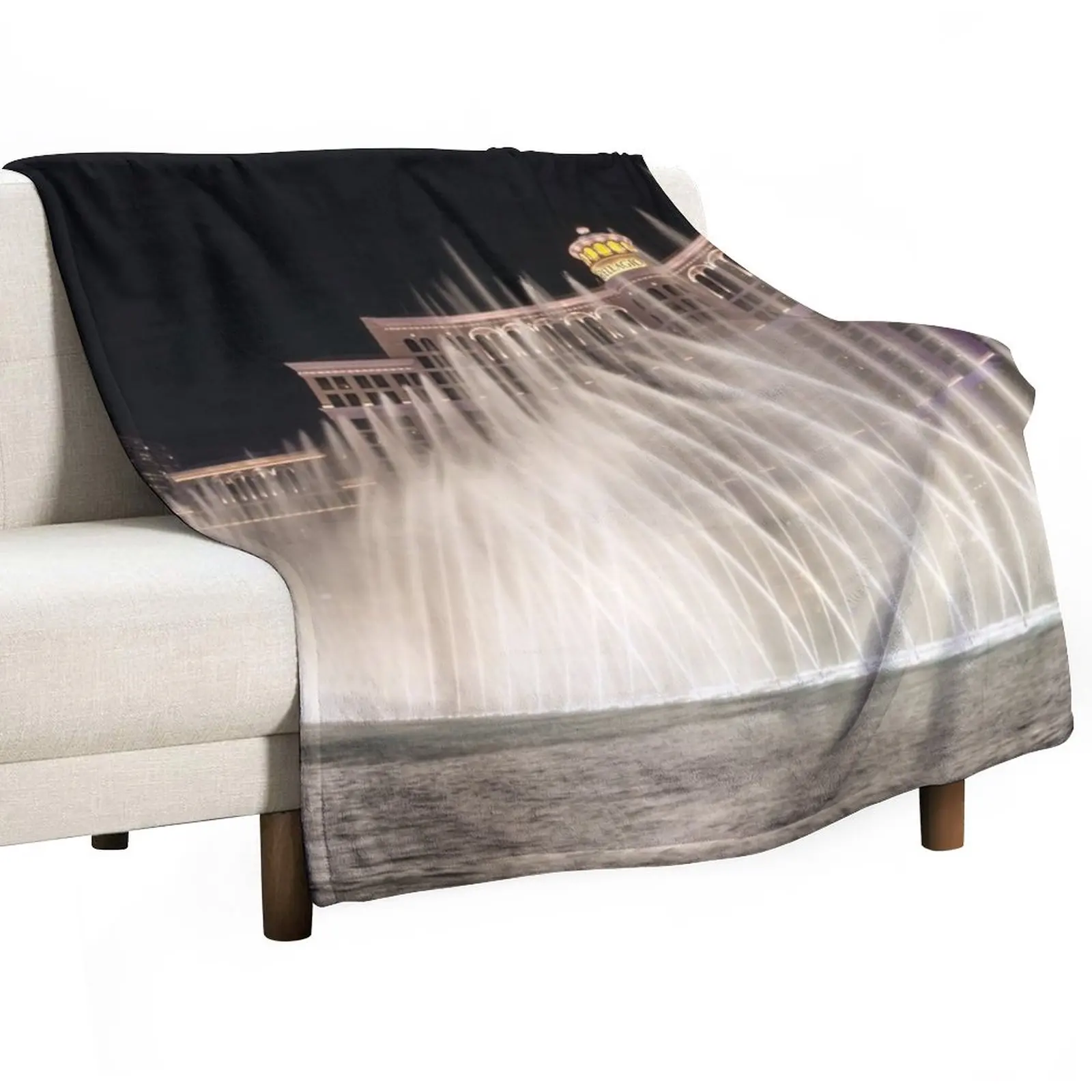 

Splendiferous Las Vegas Fountains - Bellagio Behind a Curtain of Water Throw Blanket for winter halloween Blankets