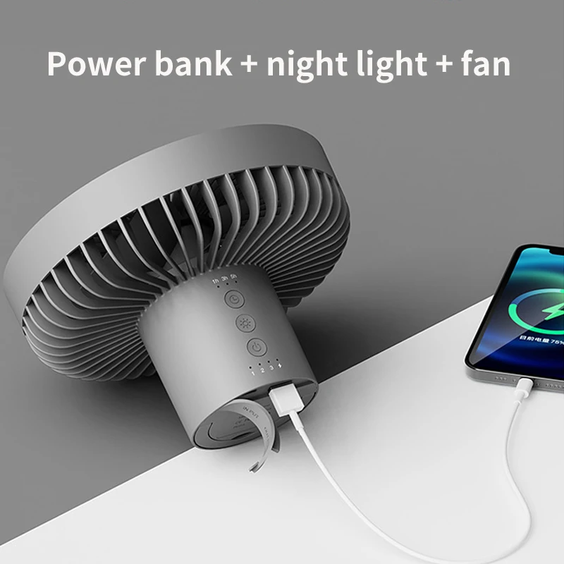Portable Camping Fan Rechargeable Multifunctional Mini Fan USB Outdoor Camping Ceiling Fan Led Light Tripod Stand Desktop Fan