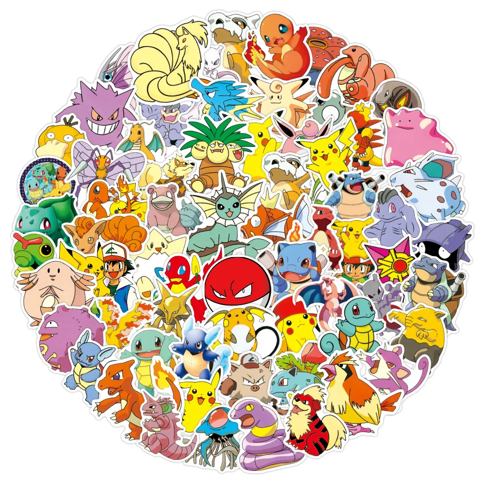 100 Nuovo Pokemon Non Ripetuto Pikachu Cartoon Impermeabile Protezione Solare Notebook Trolley Box Adesivi Per Auto