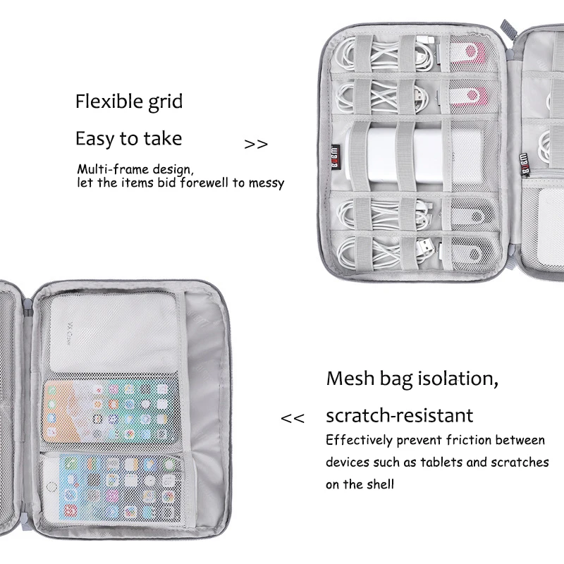 Gray Digital Storage Bag USB Data Cable Organizer Earphone Wire Bag Pen Power Bank Travel Kit Case Pouch Electronics Accessories cable organizer storage bag bag organizer pen pouch