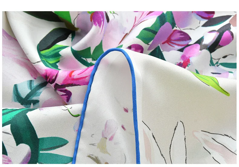 Luxus chinesisch bedruckte natürliche Seide Schal weibliche Kopftücher echte Seide Bandana quadratische Hijab Schals Damen Frühling Sommer Schal – Detail 6
