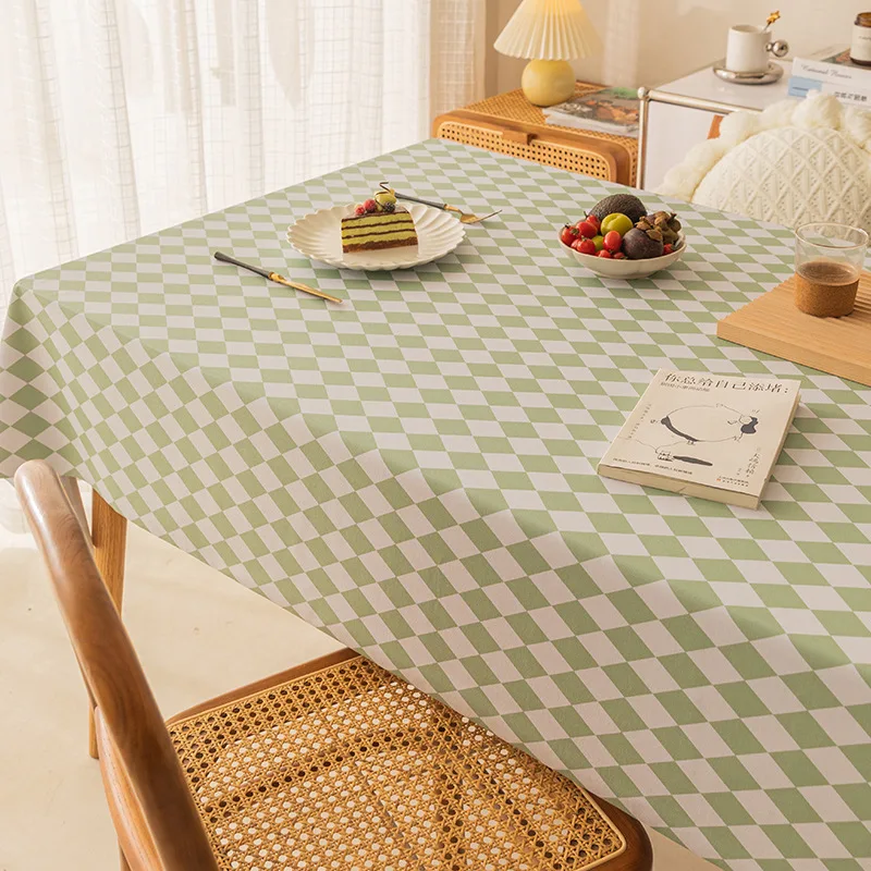 

A190celebrity PVC tablecloth waterproof and oil-proof coffee table tablecloth rectangular light luxury rhombus tablecloth