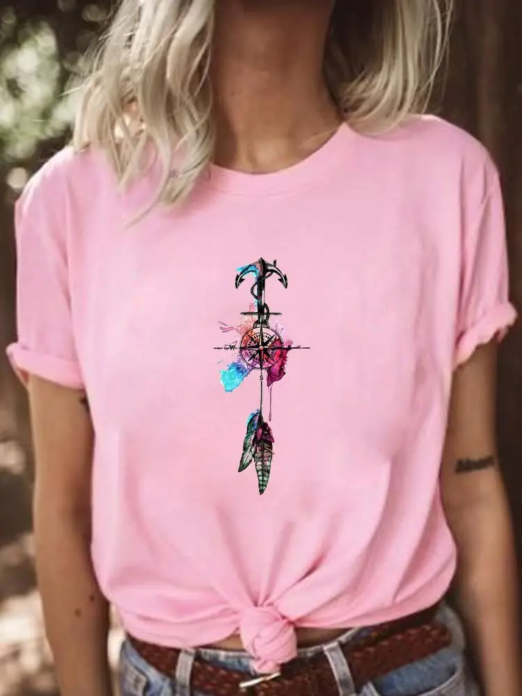 

Feather Vintage Style 90s Fashion Female Casual Short Sleeve Women T Clothes Graphic Tee Ladies Clothing Print T-shirts