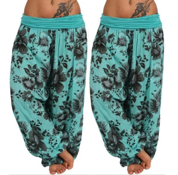 Women Boho Loose Pants Paisley Print High Waist Ankle Tied Harem Pants Baggy Long Bloomers Trousers Female Trousers Pantalones 6