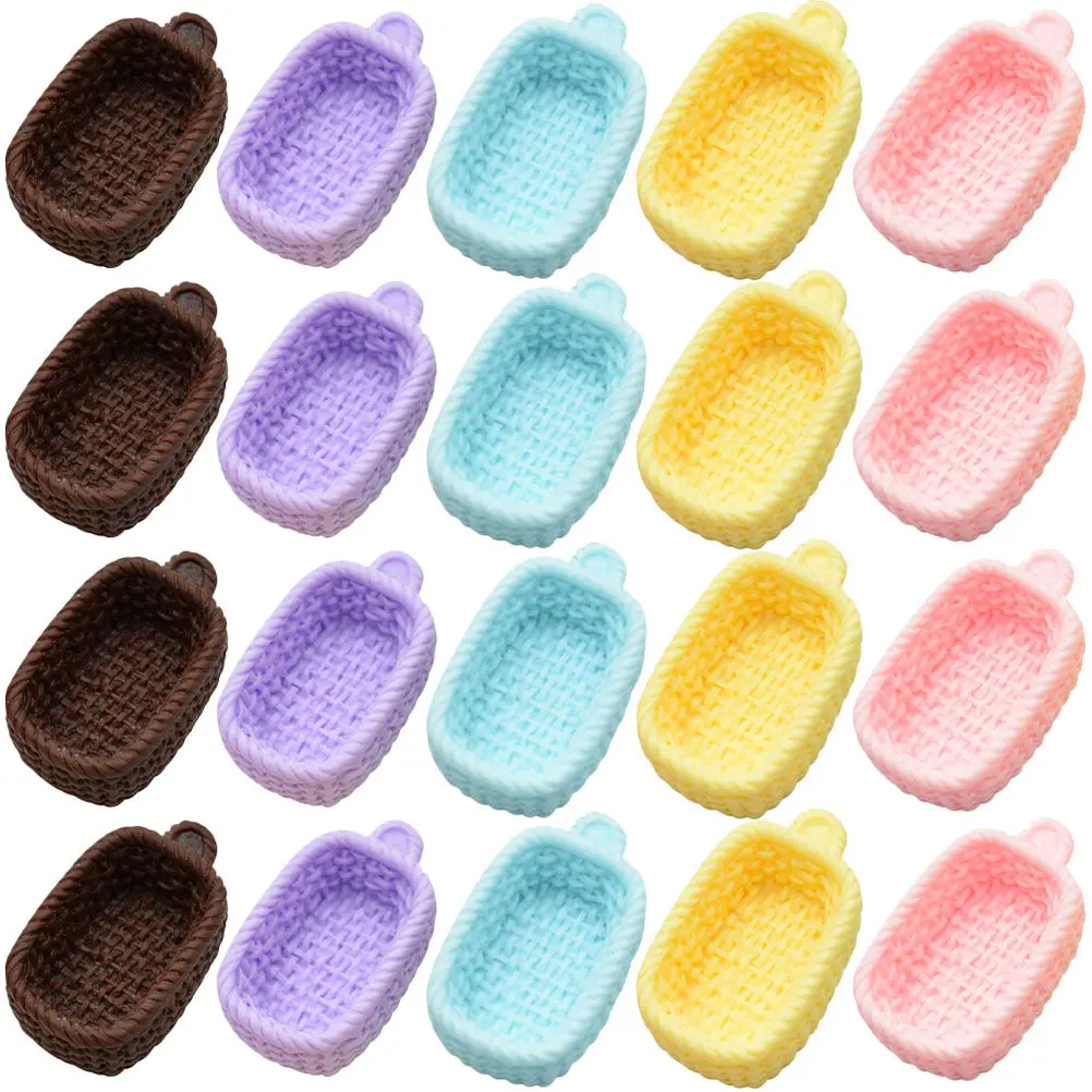 20Pcs 미니어처 바구니 시뮬레이션 인형 집 장식품 어린이를위한 소형 경량 액..