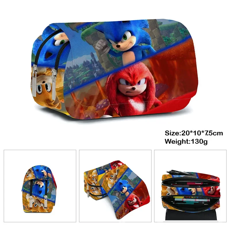 Disney Stitch sonic Kotak Pensil аниме Kartun Kapasitas Lapisan Ritsleting Тапочки