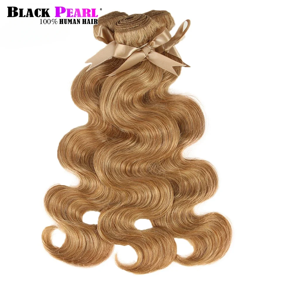 QVR Honey Blonde 27 Colored Hair Brazilian Body Wave Natural Remy Hair Bundles 8 To 26 Inches Sold By 1/3/4 Extension