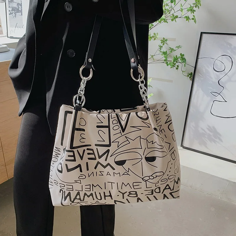 Ladies Transparent Tote Bag Graffiti Large Capacity Shoulder Bag PVC Jelly Clear  Bag Fashion Beach Hand Bag For Women Printed - AliExpress