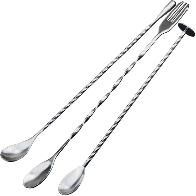 1pc Bar Spoon Cocktail Stirrer Stainless Steel Stirring Spoon With Twisted  Pattern For Coffee Tea Drinks