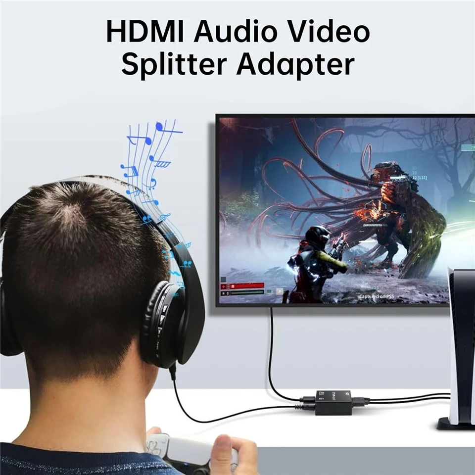 HDMI Audio Extractor HDMI to SPDIF Optical Toslink 3.5 Aux+4K HDMI Converter fo