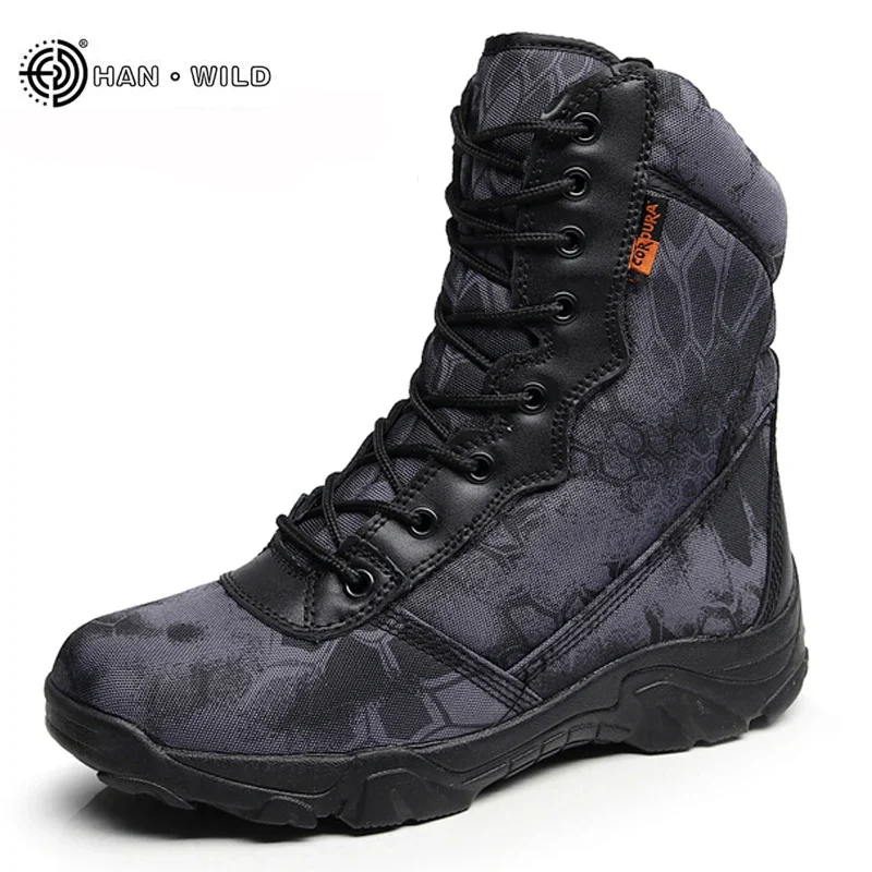 Winter Men Vintage Lace Up Front Leather Tactical Boots High Top Safety Work Shoes