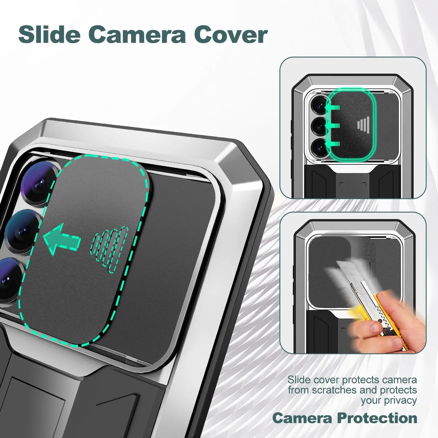 Heavy Duty Military Grade Shockproof Aluminum Case with Built-in Stand and Camera Protection