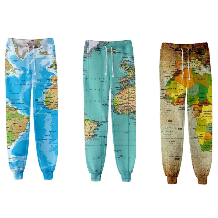 

Unisex World Map Sweat Pants 3D Joggers Pants Casual Trousers Men/Women Hip Hop Sweatpants Pantalon Homme Streetwear