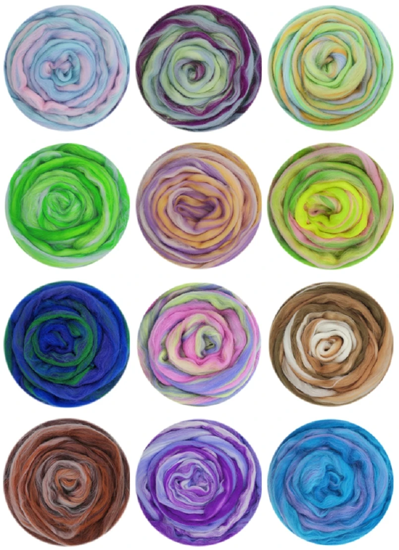 100gBlendedRovingNeedleFeltingWoolHandDyedWoolTopMerinoMixed