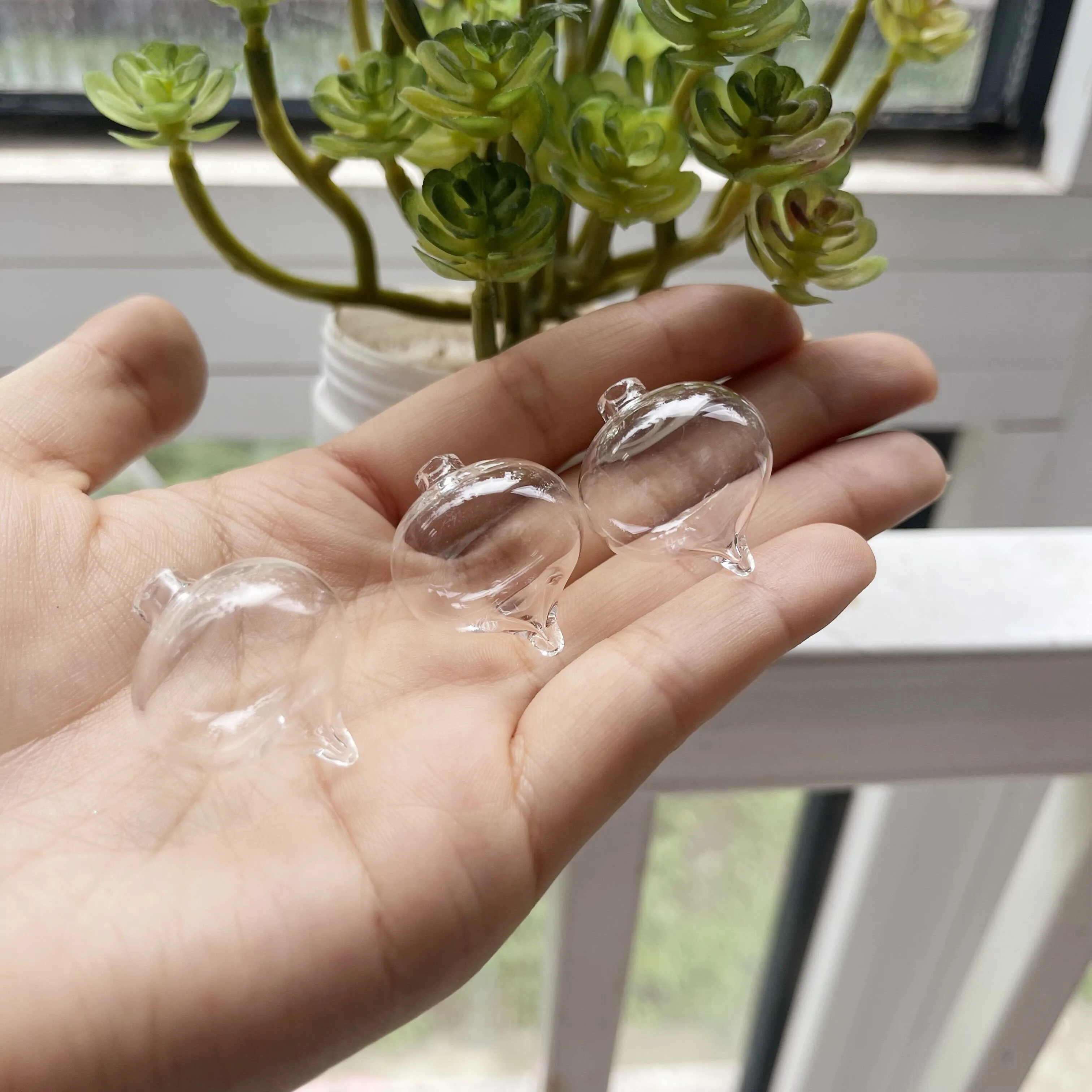 중공 유리 타원형 버블 바이알 펜던트, 유리 글로브 비즈, 유리 위싱 병, 바이알 쥬얼리 제작, DIY 액세서리, 5 개, 10 개, 20 개