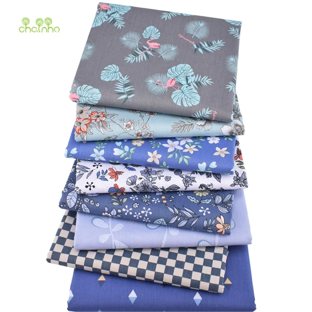 Chainho,Printed Twill Weave Cotton Fabric,DIY Sewing Quilting Material,Patchwork Cloth,8 Designs Floral Series,2 Sizes,15C245