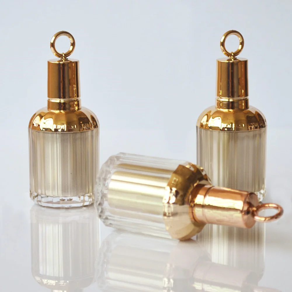 10ml capacity birdcage shape gold color acrylic material nail polish bottle with brush and cap