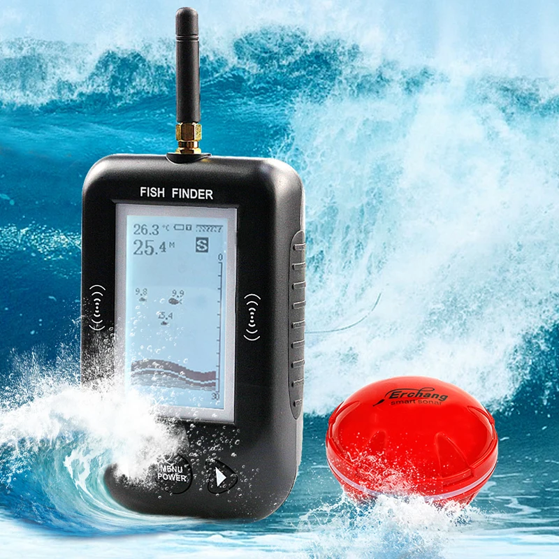 Erchang Fish Finder Wireless Echo Sounder 48M/160ft Depth 100M Wireless