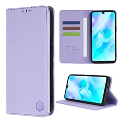 Premium Skin-Friendly Leather Wallet Case with Card Slot & Strong Magnetic Closure for Huawei Nova 6 SE (Lavender)