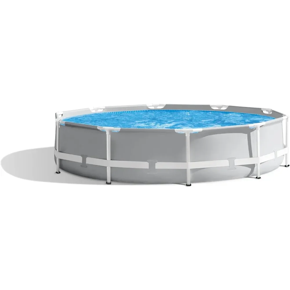 

Outdoor Hot Tub, 10 Feet Round Prism Metal Frame Above Ground Backyard Swimming Family Pool, Outdoor Hot Tubs