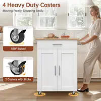 Kitchen Island Cart with Storage, Small Kitchen Island on Wheels with Large Drawer, Adjustable Shelf & Towel Rack,, Customized 4