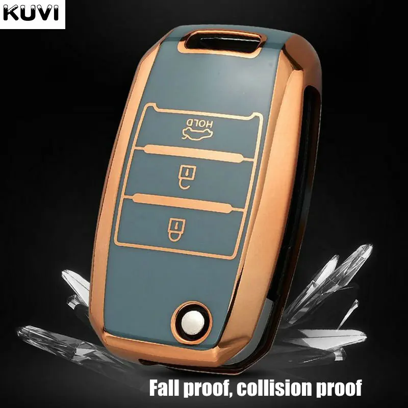 TPU Car Flip Key Case For KIA Rio 3 K2 Ceed Cerato K3 K5 Sorento Sportage Soul K4 Picanto Optima Forte Stinger