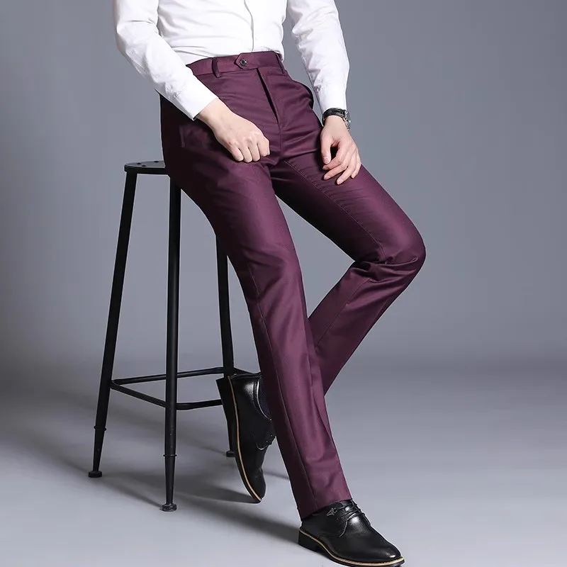 Business Pants Suit Pants Men Pants Men Suit Pants Spring Men Dress Pants Straight Business Office Trousers Mens Formal Male Black Dress Trousers