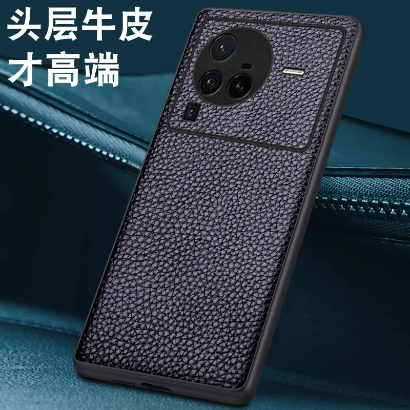 

Hot New Luxury Genuine Leather Magnetic Litchi Grain Cover Mobile Phone Book Case For Vivo X80 Pro Phone Cases Funda