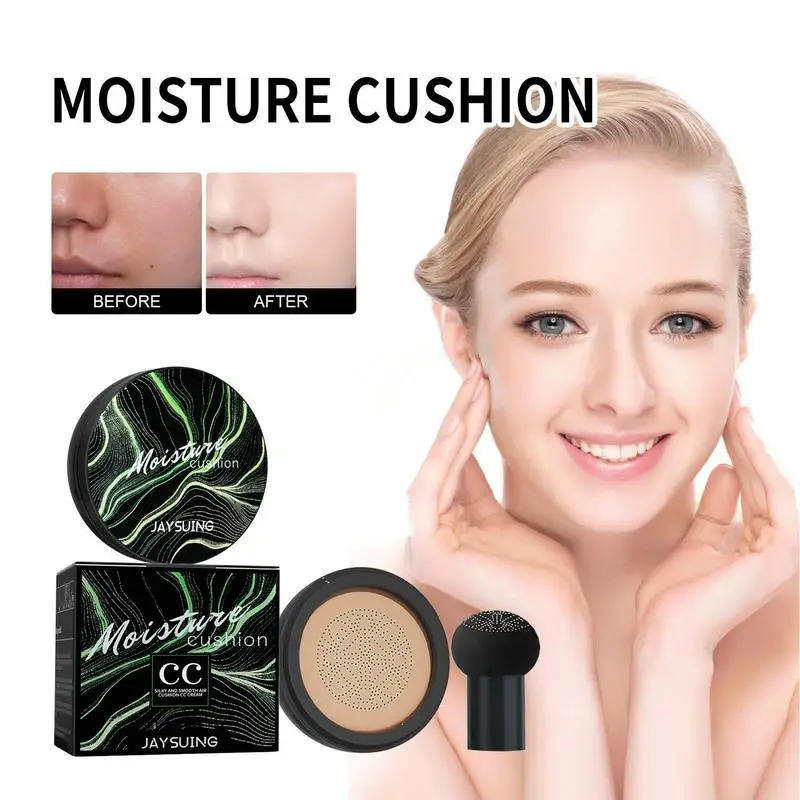 

Mushroom Head Foundation Moisturizing Air Cushion CC Cream Full Coverage Long Lasting Self Adjusting Easy Apply Face Primer