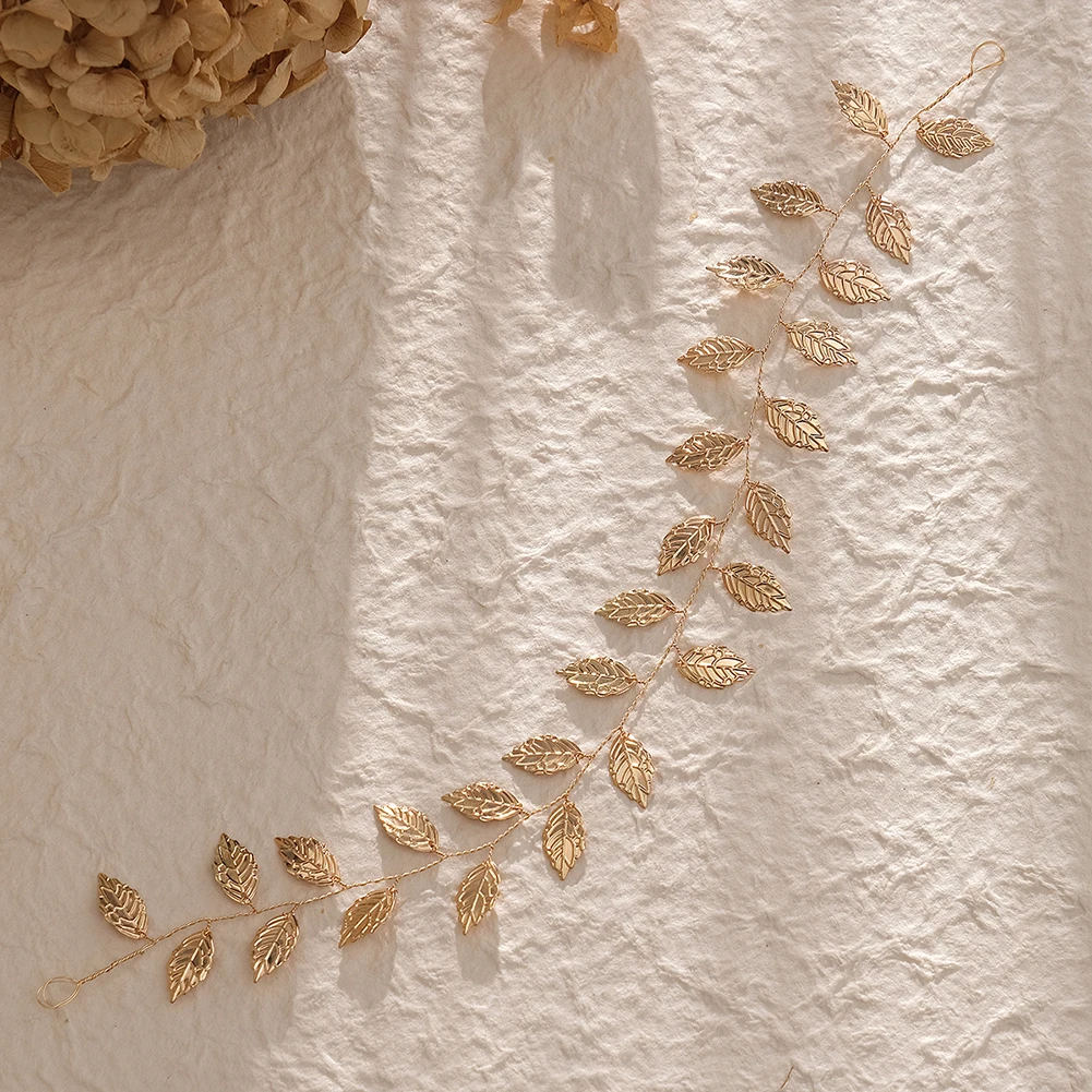 Bridal Jewelry Simple Metal Hair Bands Europe and The United States Wedding Headdress Handmade Gold Leaf Headband Female