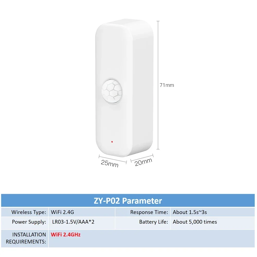 Smart WiFi Motion Sensor - Tuya PIR Human Body Detection with App Remote Control