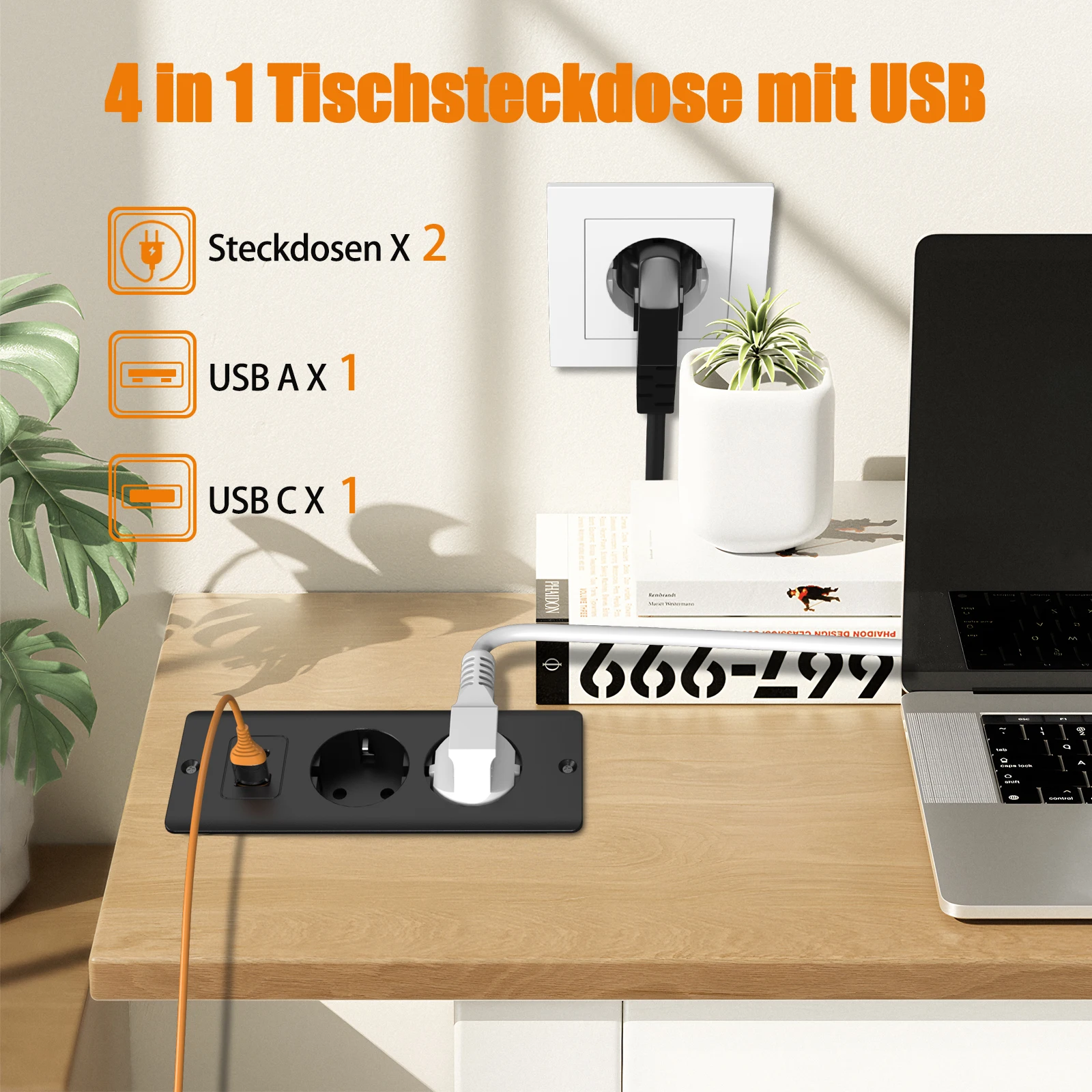 EU Table Recessed Sockets Bulit in Sockets with USB Type C PD20W Power Strip Desk Hidden Power Outlet 2m Extension Cord Home 2
