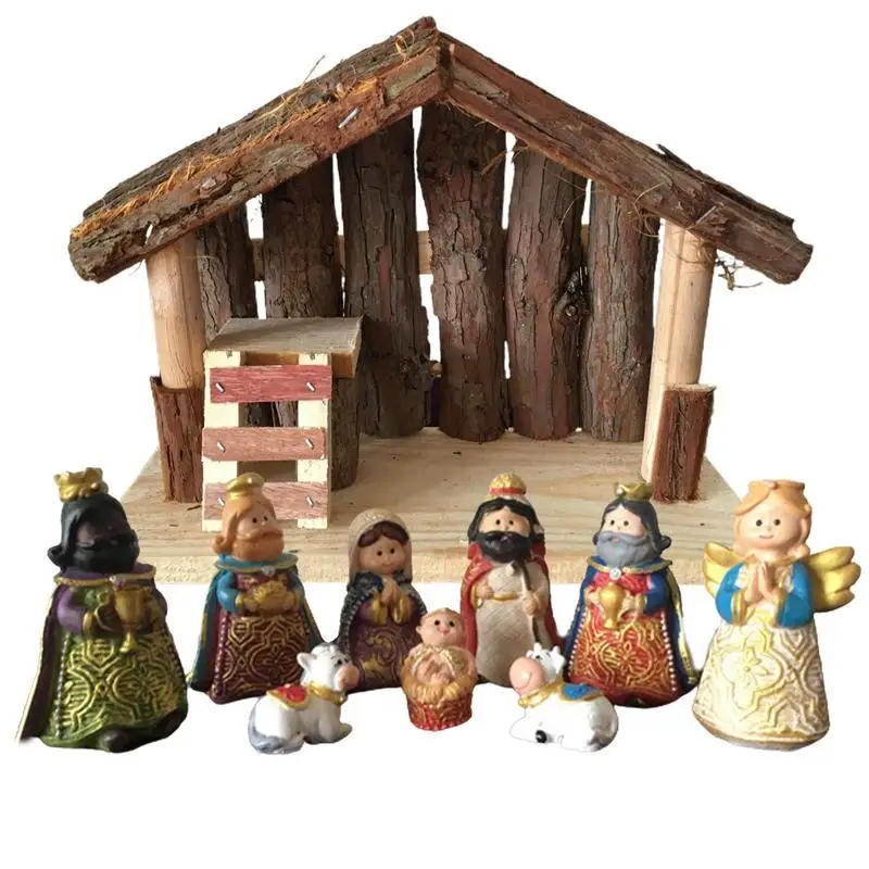 

Resin Nativity Figurines Set Delicate Nativity Sets For Christmas Indoor Outdoor Decorations 10Pcs Nativity Figurine Statues