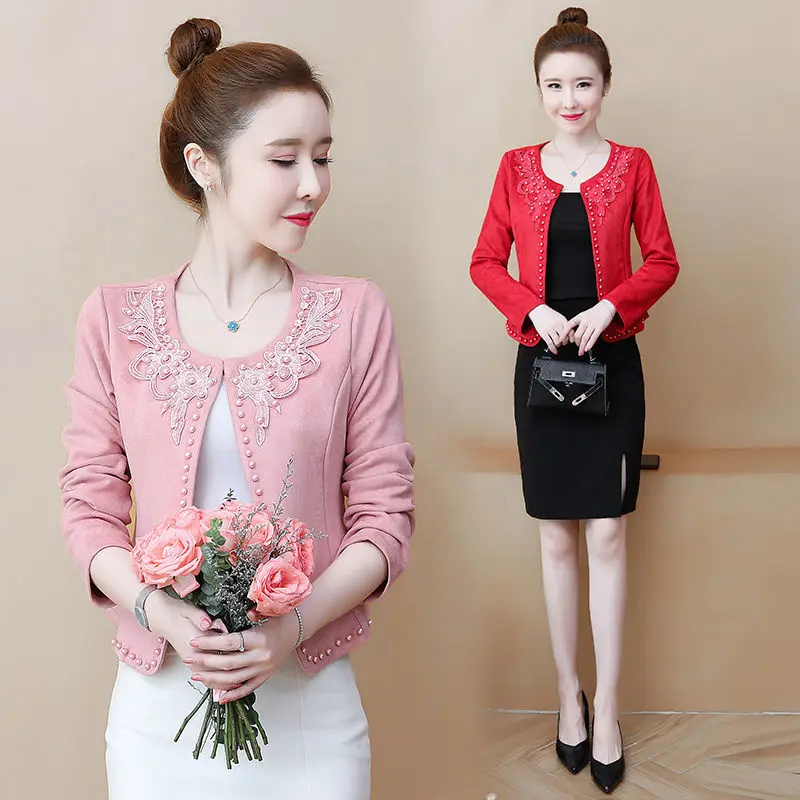 

2023 Spring Autumn Women New Patchwork Flower Slim Coats Female Short Cardigan Jackets Ladies Suit Elegant Outerwear Y376