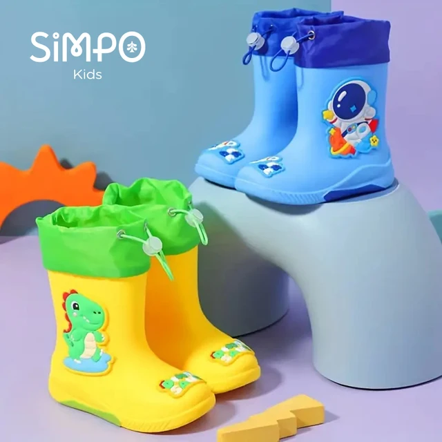 One Pairs of Kids'  Rain Boots Non-slip Durable With A Drawstring To Prevent Water Ingress High-Quality Rubber Waterproof Shoes 1