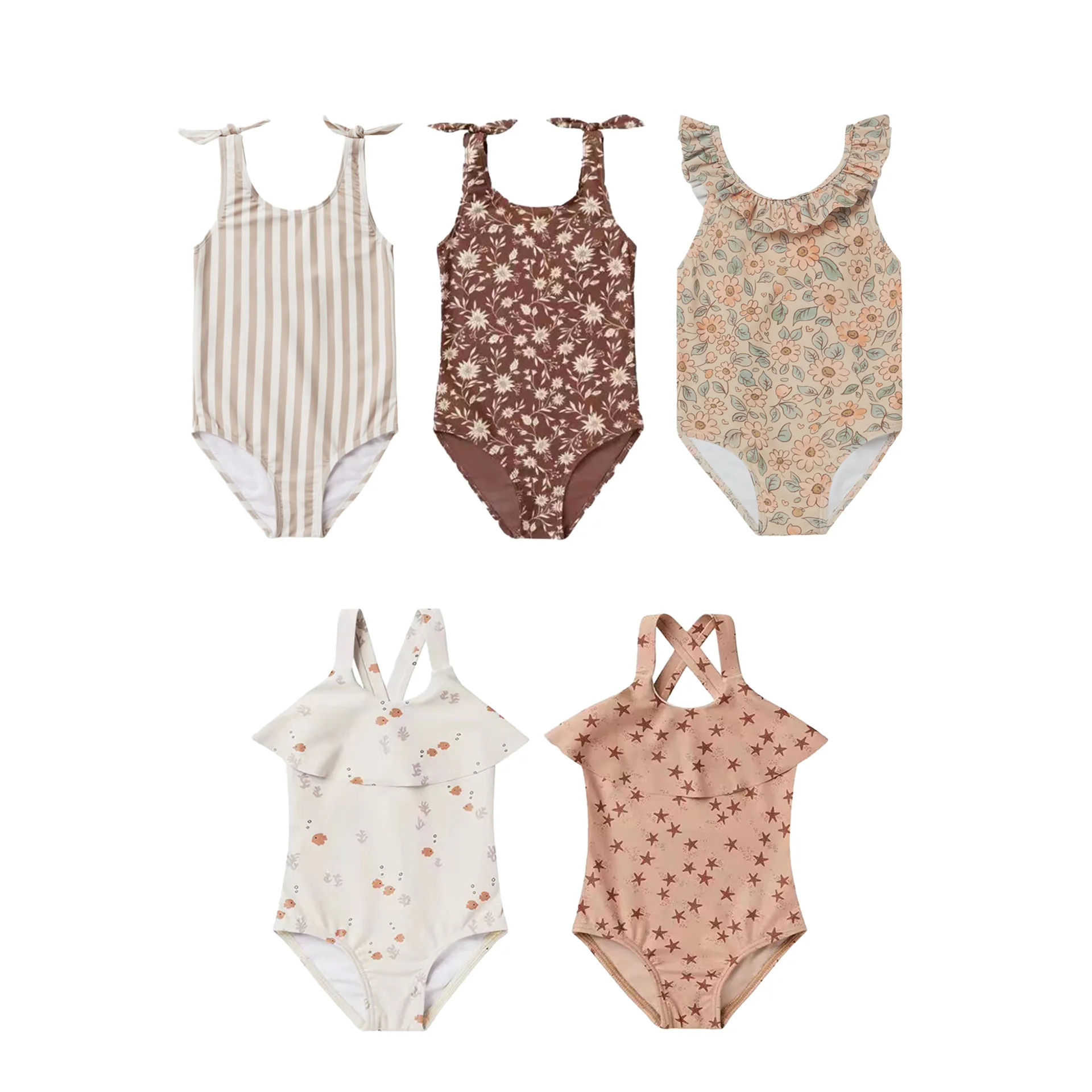 

2023 New Kids Girl Floral Swimming Suits RC Designer Children Girls Hawaii Bathing Suits Beach Vacation Conjoined Clothes