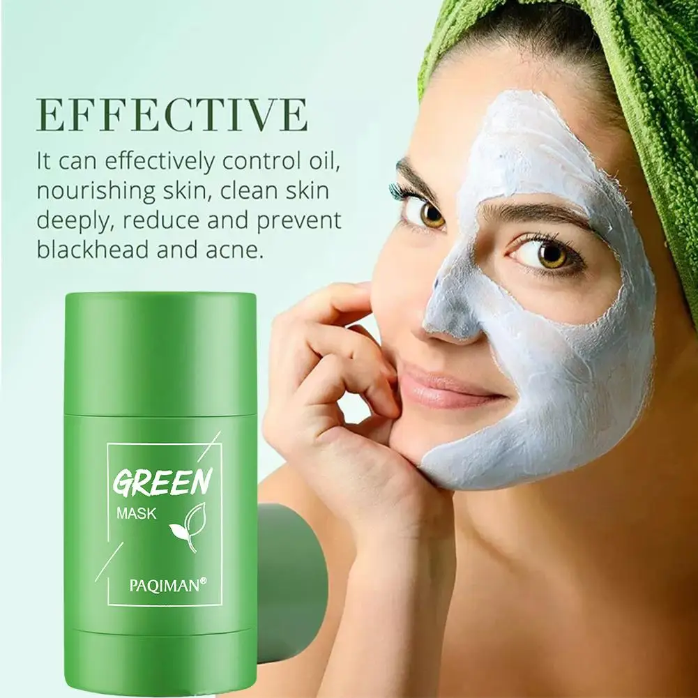 Green Tea Solid Mask Remove Blackheads Shrink Pores Deep Clean Oil Control Cleanser Balance Oil Refreshing Eggplant Mud Mask New