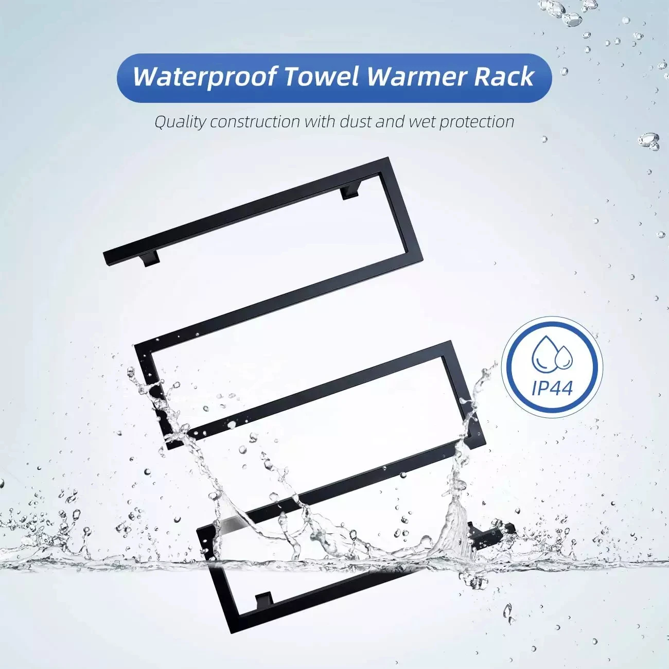 2022 Newest Design 304 Stainless Steel Electric Heating Black Towel Rack Bathroom Heated Rail Towel Warmer