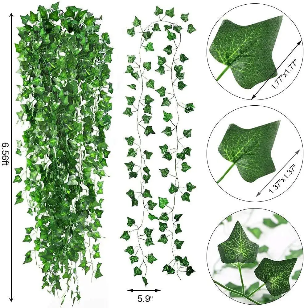 6pcs Artificial Hanging Plant Fake Vine Ivy Leaf Greenery Garland Garden Fence Exterior Decor