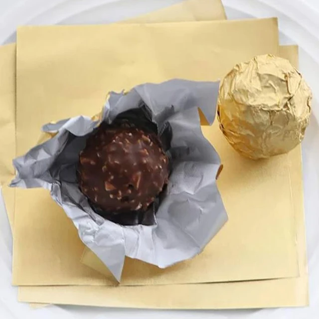 100Pcs/Pack Golden Aluminum Foil Candy Chocolate Cookie Wrapping