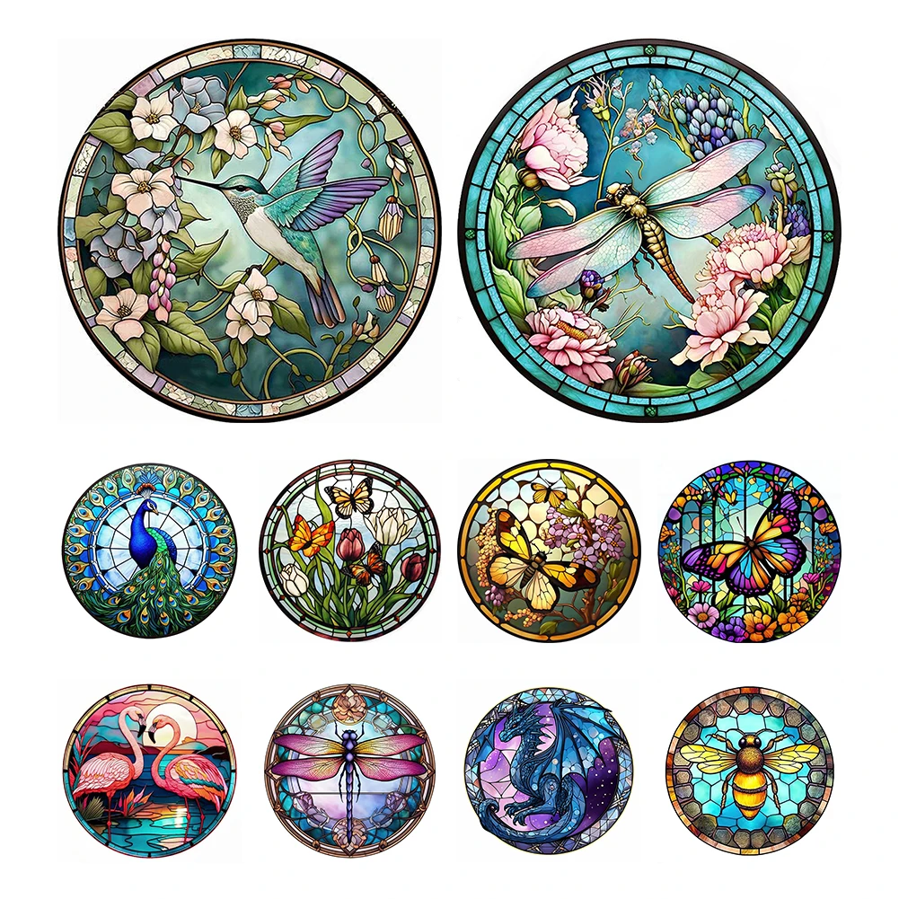 Full Embroidery Eco-cotton Thread Cross Stitch Kit 20*20CM 18CT Stained Glass Animal Cross Stitch Print Canvas Kit Home Decor Painting Embroidery
