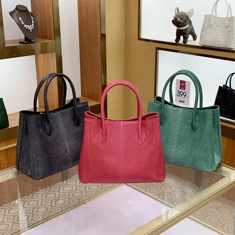 

Elegant Women Handbag Lychee Print Solid Large Capacity Tote Bag Lady Casual All-Match Messenger Shoulder Pack Female Handle bag