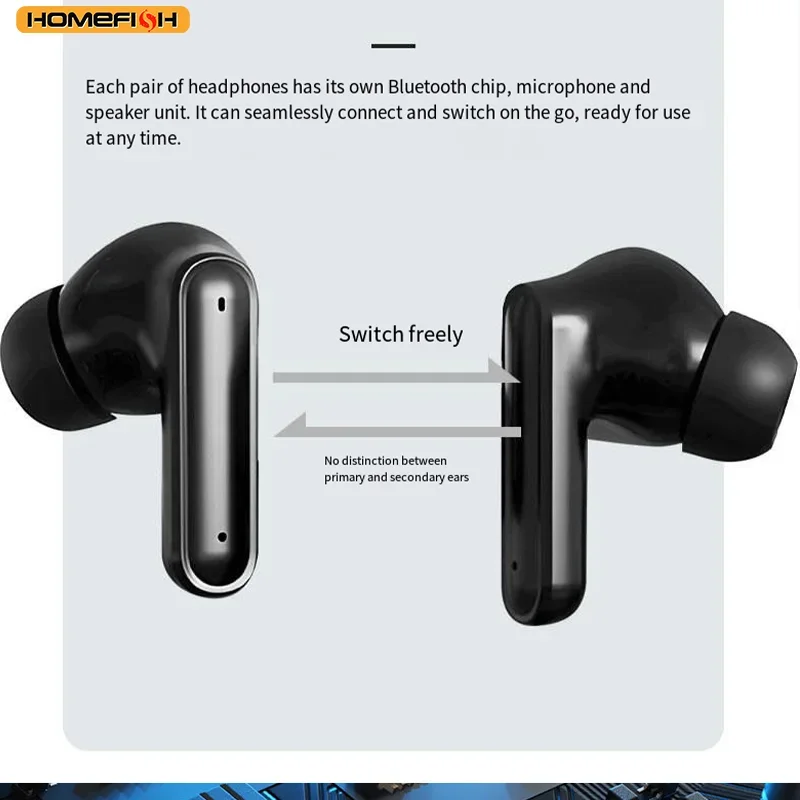 무선 이어버드 BT5.4 HiFi 사운드 LED 디스플레이 긴 배터리 수명 TWS 헤드폰