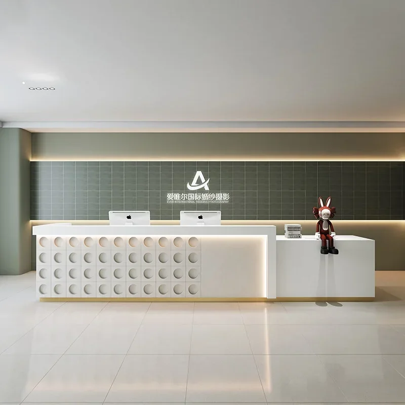 Beauty Institute Counter Modern Reception Lectern Simple Salon Furniture Hairdressing Entrances Tables Table Front Desk Shop Bar