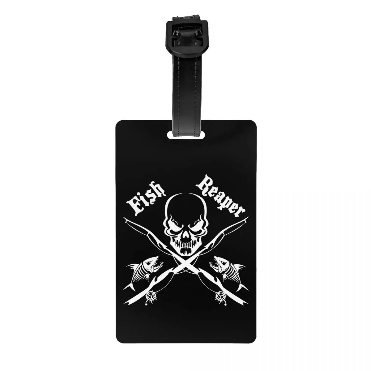 

Custom Fish Reaper Skull Luggage Tag Privacy Protection Fisherman Fishing Baggage Tags Travel Bag Labels Suitcase