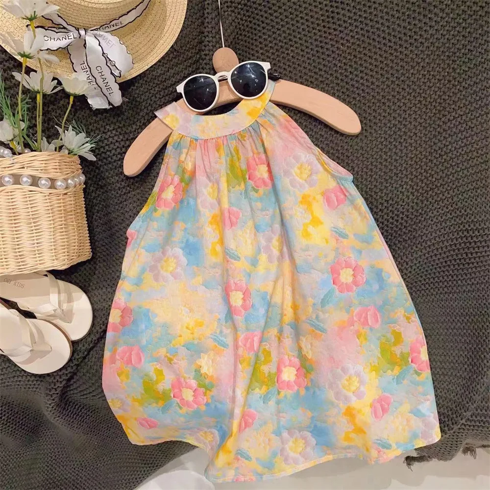 Girls Casual Dresses Back Hollowing Sleeveless Dress Toddler Girl Clothes Summer Dress Chinese Traditional Dress for Girls